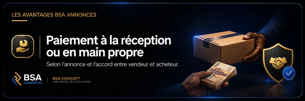 Paiement à la réception ou en main propre