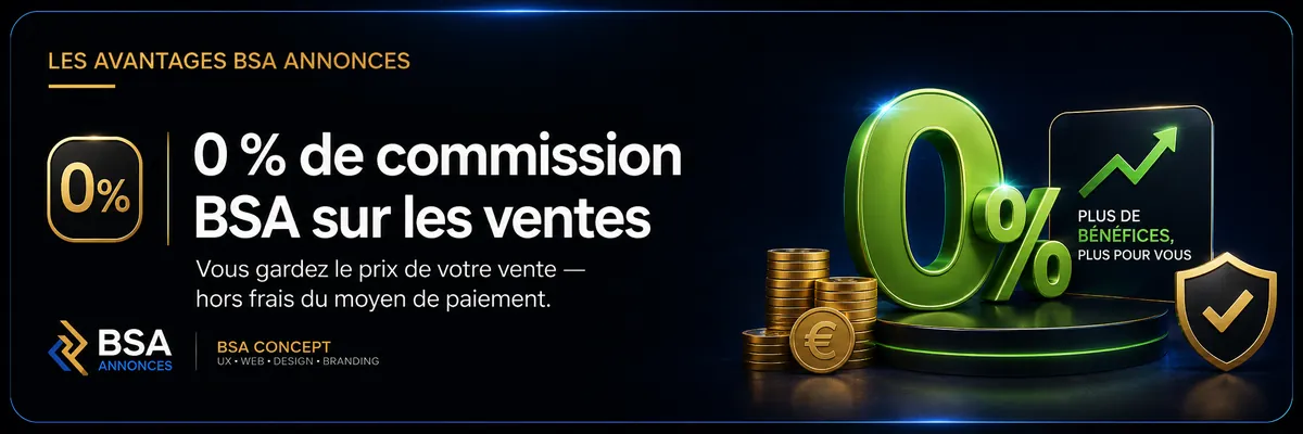 0 % de commission BSA sur les ventes